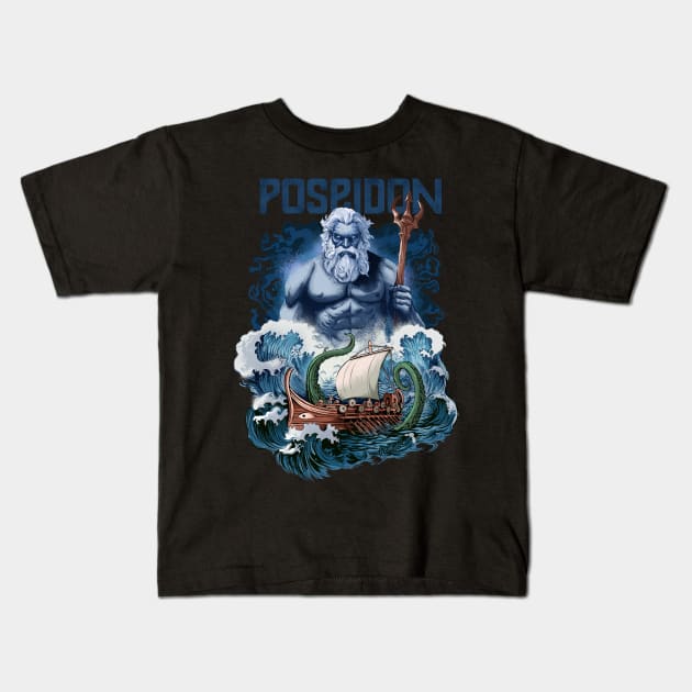 Poseidon Kids T-Shirt by RedBug01